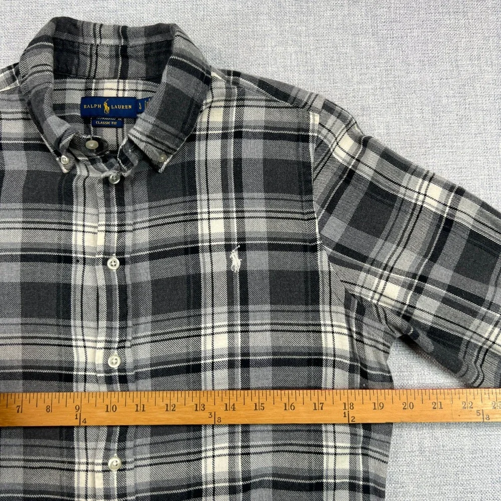 Ralph Lauren Classic Fit Plaid Flannel Button Down Shirt Kids Size‎ Large Preppy
